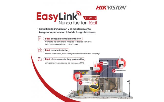 HIKVISION EASY LINK WI-FI KIT NVS + 2 CAMARAS 2MP 