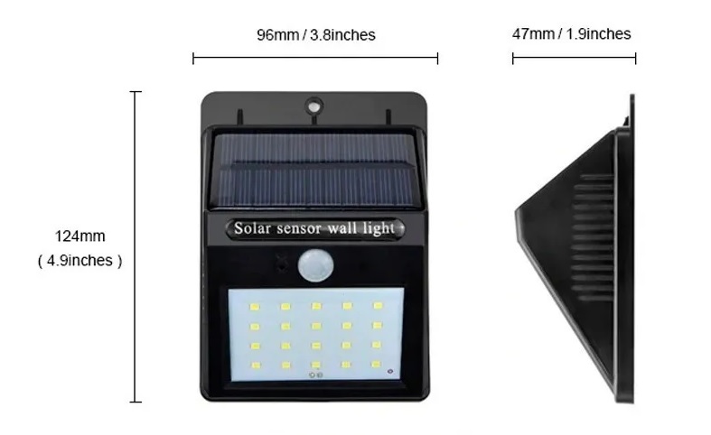 Luz exterior LED solar con sensor de movimiento