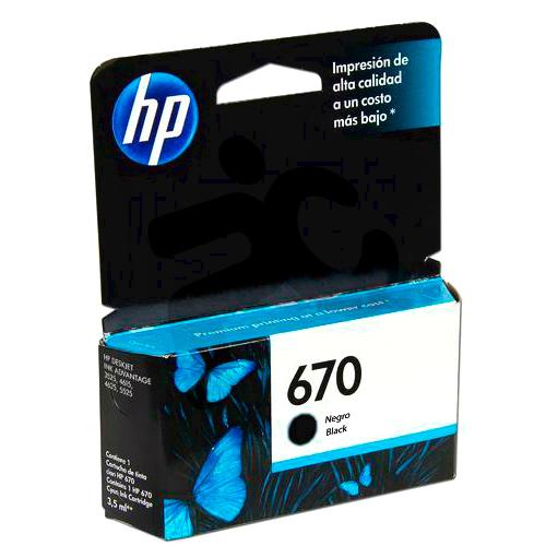 CARTUCHO NEGRO HP 670BK ORIGINAL