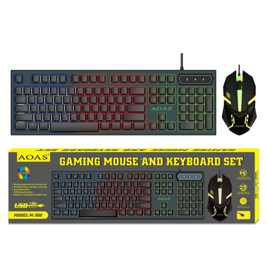 Combo teclado y mouse USB GAMER LED RGB LEDSTAR M300