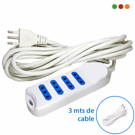 Alargue | Zapatilla - 4 x 3enL / Cable 3 mts ARMELI