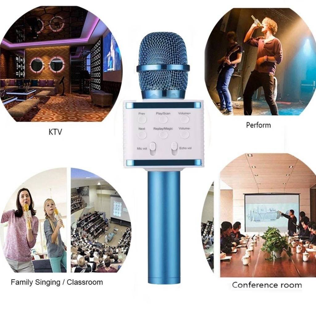 MICROFONO INALAMBRICO PARA KARAOKE CON ALTAVOZ LEDSTAR MODELO V7