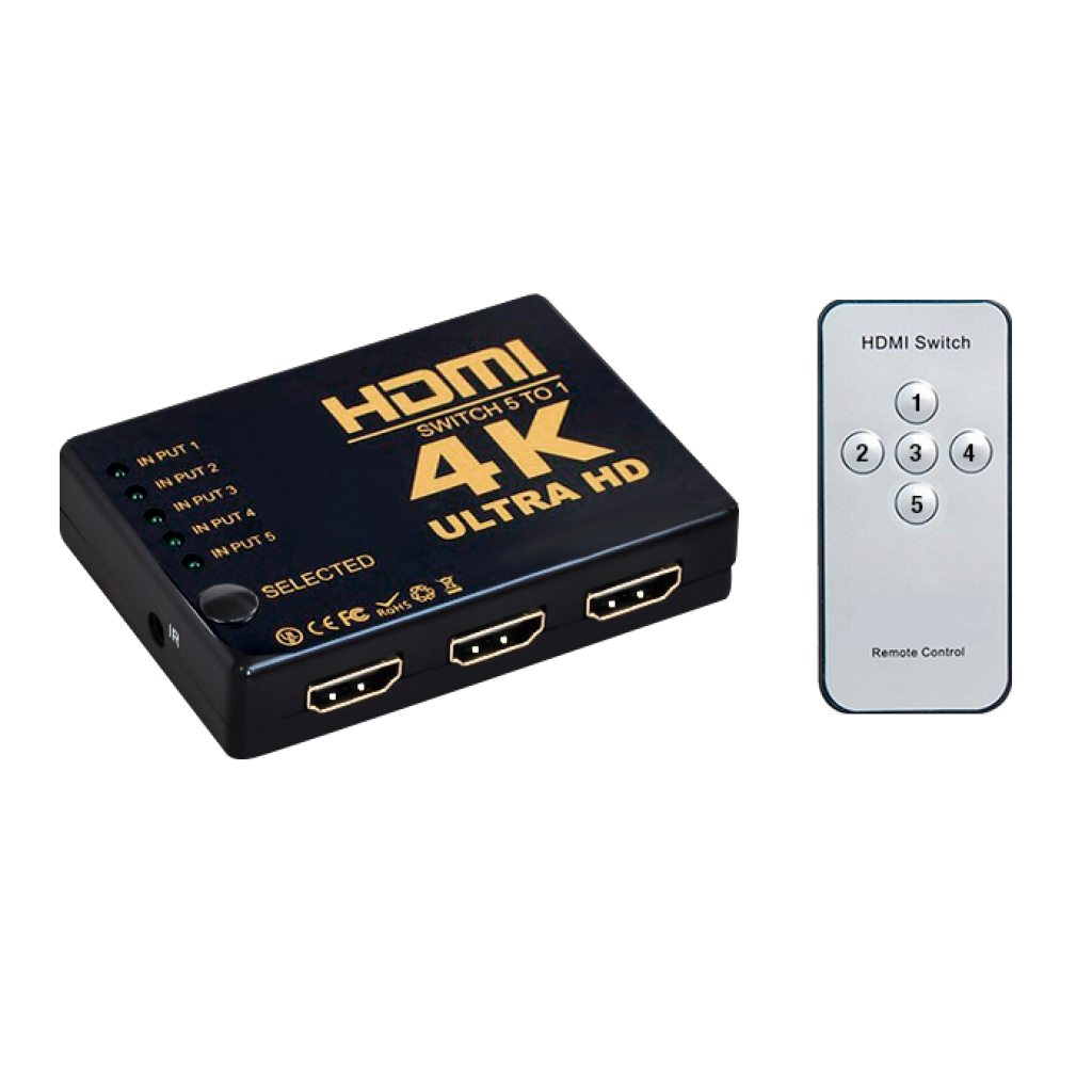 SWITCH HDMI 5 A 1 PUERTOS HD 4K CON CONTROL MODELO LG-02 LEDSTAR