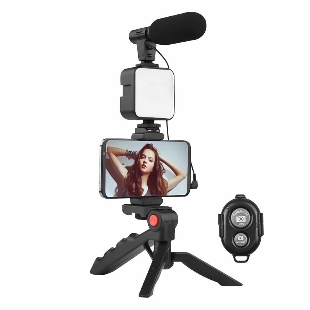 KIT TRIPODE LED CON MICROFONO YOUTUBERS LEDSTAR COD AY-49