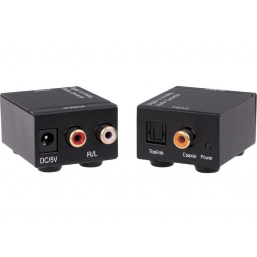CONVERTIDOR DE AUDIO DIGITAL FIBRA OPTICA TOSLINK A CONVERSOR ANALOGICO RCA T04682