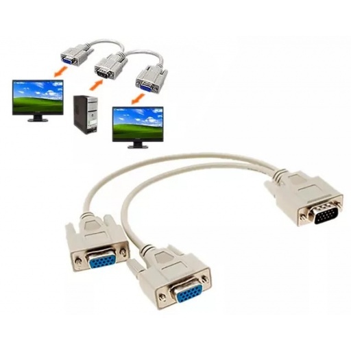 CABLE SPLITTER VGA MACHO A 2 VGA HEMBRA DOBLE MONITOR T01648