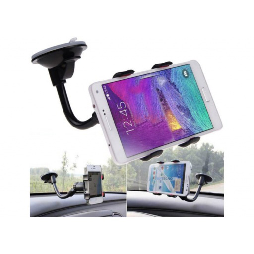SOPORTE DE AUTO CELULAR BRAZO DE DOBLE PINZA VENTOSA SOPAPA T04010