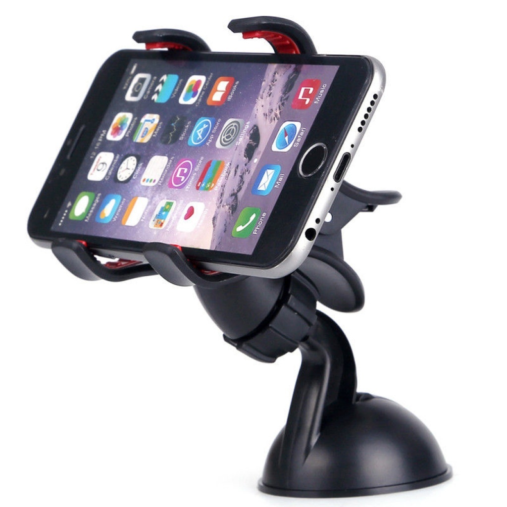 SOPORTE DE AUTO UNIVERSAL CELULARES SOPAPA Y DOBLE PINZA FIJO T04805