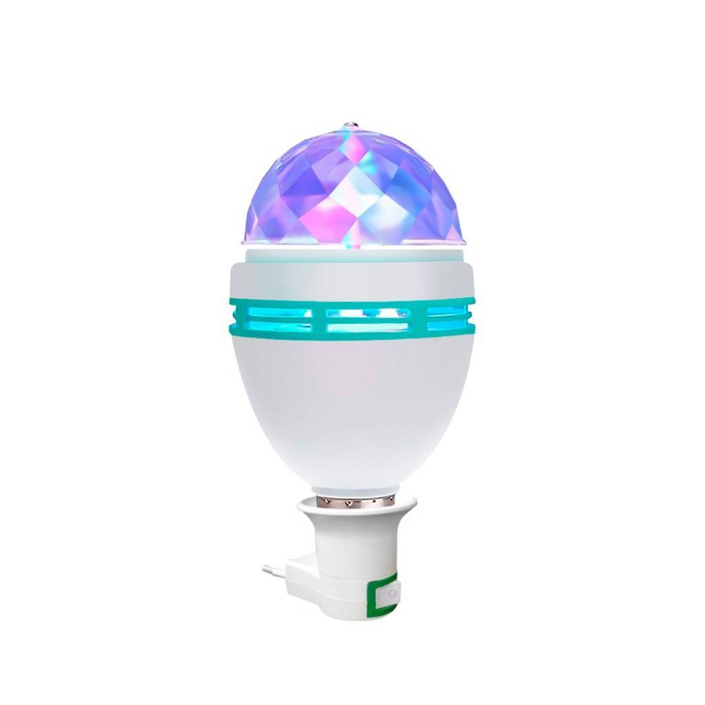 LÁMPARA BOLA DE LUCES LED RGB GIRATORIA 220V XMQ-E27