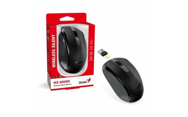 Mouse Genius NX-8008S silencioso inalámbrico negro Nuevo. Modelo: NX-8008S.