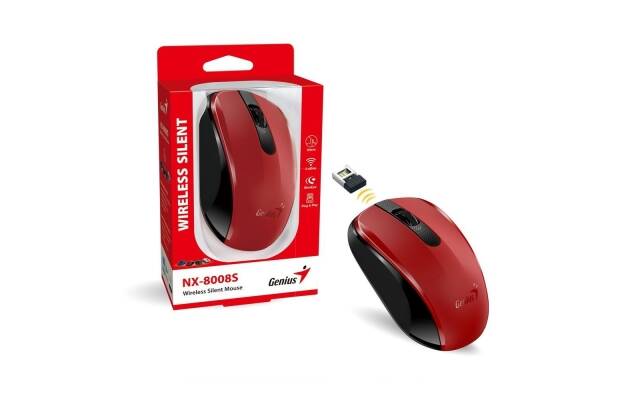 Mouse Genius NX-8008S inalámbrico silencioso rojo Nuevo. Modelo: NX-8008S.ROJO