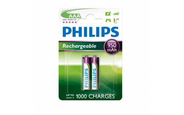 Pilas recargables Philips AAA 950mAh X2 Nuevo. Modelo R03B2A95/97
