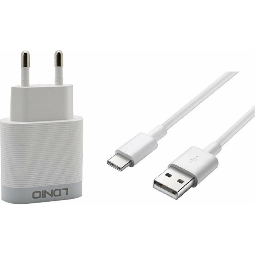  Cargador Pared 18W 1USB QC3.0 Carga Rápida Blanco Tipo C LDNIO