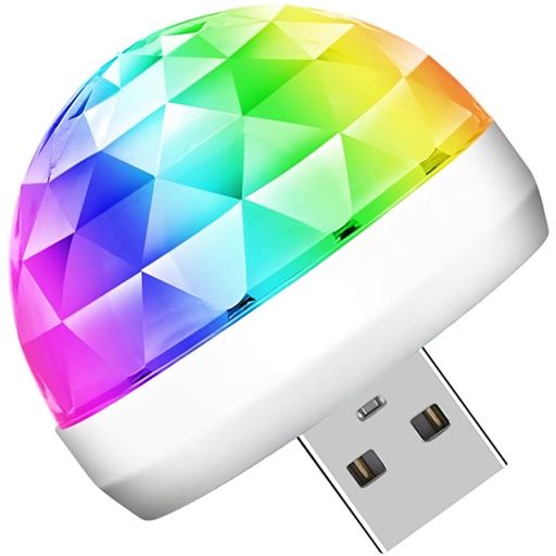 BOLA LUZ LED  DE COLORES USB AUTO COMPUTADORA FIESTA DISCO RGB T02347