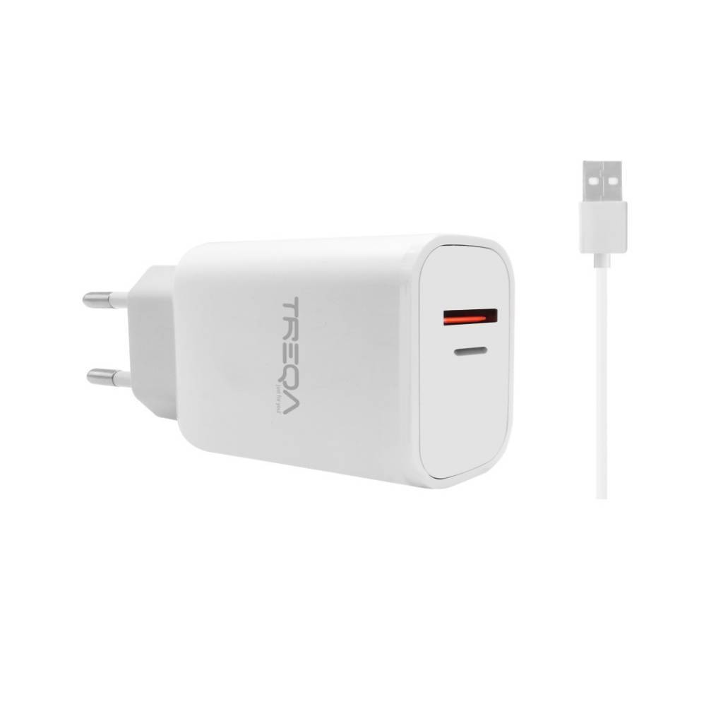 CARGADOR USB Y TIPO C CARGA RÁPIDA TREQA CS238-C
