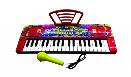 ORGANO ELECTRONICO  CON MICROFONO ROJO NEGRO MTK009