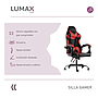 Silla Gamer Lumax ROM negro/rojo Almohadones desmontables.